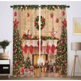 Funnytree Cortinas De Ventana De Chimenea De Navidad Para Ni