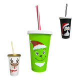 Vaso Bachelor 35 Pzas Reutilizable Santa Reno 16oz Navideño