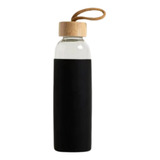 Botella Agua Vidrio Con Tapa Bambu Y Funda Silicona Lisa