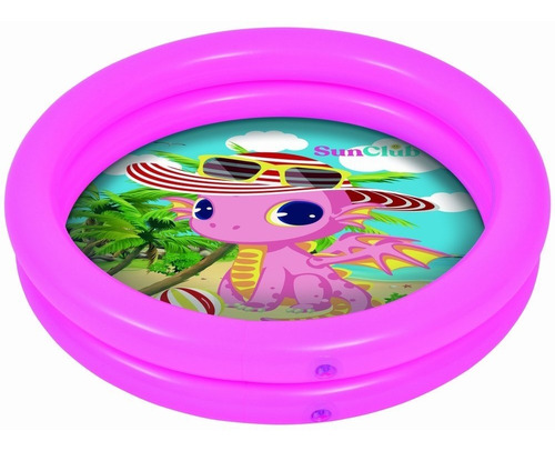 Piscina Inflable Bebes 2 Aros Dinosaurio 60x 12cm Sunclub Color Rosado