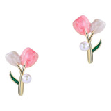 Lindos Aretes De Flor De Tulipan Para Mujeres, Adolescentes,
