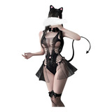 Lencería Para Mujer Gato Cosplay Hollow Out Babydoll Ropa In