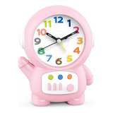 Reloj Despertador Alarma Infantil Diseño Astronauta Color Rosa