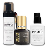 Kit Extensiones De Pestañas Con Adhesivo S800+shampoo+primer