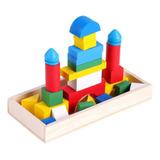 Caja De Madera 26 Mini Bloques Didácticos Apilar Armar Niños