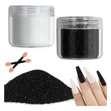 2 Colors Nail Glitter Powder White Black Dust Sand Powd...