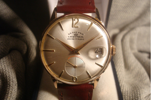 Hermoso Reloj Urbytom Antiguo '56 Oro Plaque 18k Unico Joya!