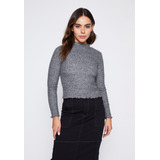 Sweater Mujer Gris Cuello Alto Soft Family Shop