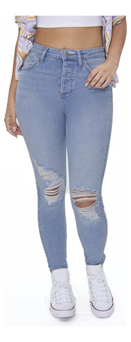 Jeans Forever 21 Skinny Con Roturas Indigo 9266