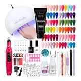 Kit Uñas Gelificadas Deco Polygel Cabina 36w Torno Fresas