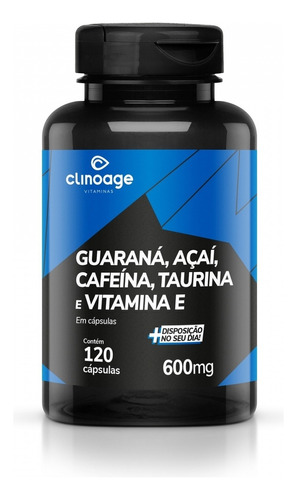 Guaraná Cafeína Açaí Taurina Vitam. E 600mg 120caps Clinoage