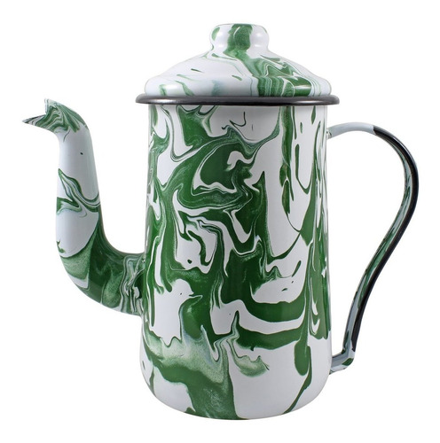 Bule P/ Café Esmaltado Ewel - 1,5l - Mamorizada Verde