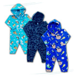 Roupa Infantil Kit 3 Macacão Longo Soft Grosso Tam. P Ao 3