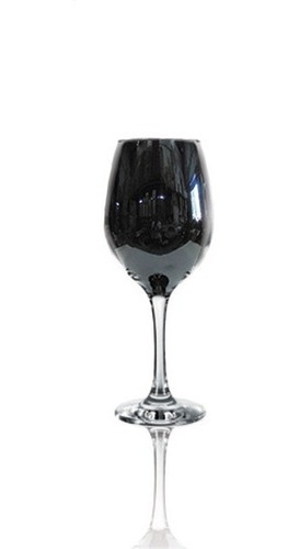 Set X6 Copas Negras Tallo Transparente De Vino