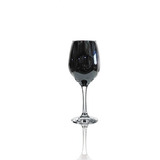 Set X6 Copas Negras Tallo Transparente De Vino