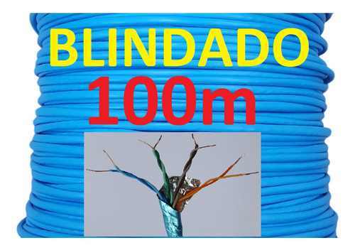 Cabo Rede Cat5e 100m Ftp Blindado Azul Net Internet Connect