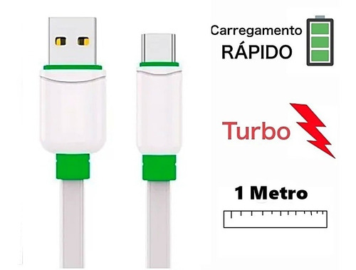 Cabousb Carregador Turbo Dados Flat Reforçado Android Tipo C