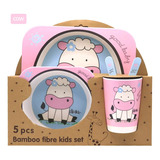 Set Vajilla Bebés Niños Bambú 5 Piezas Biodegradable