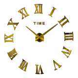 Reloj De Pared 3d Tamaño Grande 100x100cm  Color Dorado