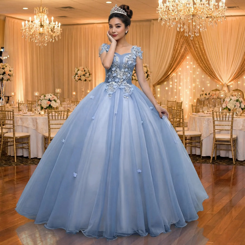 Vestidos De Quinceañera  Barato  Azul Cielo Celeste Nuevo | Envío gratis