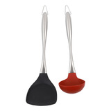 Utensilios De Cocina De Silicona De Acero Inoxidable, 2 Jueg