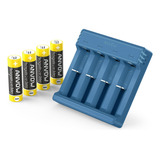 Anvow - Baterias De Litio Recargables Aa Con Cargador, Paque