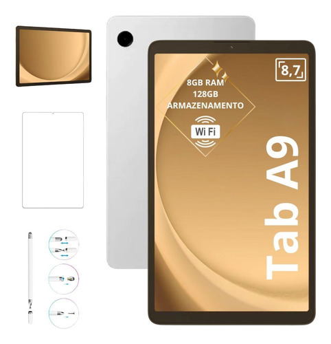 Tablet Samsung A9 Wi-fi 128gb 8gb C/ Caneta E Película Prata