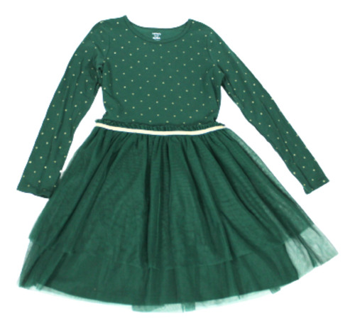 Vestido De Niña Elegante Falda Tul Verde Con Dorado Carter´s
