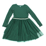 Vestido De Niña Elegante Falda Tul Verde Con Dorado Carter´s