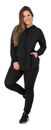 Conjunto Feminino Lanzinha Moda Capuz Frio Inverno Quentinho