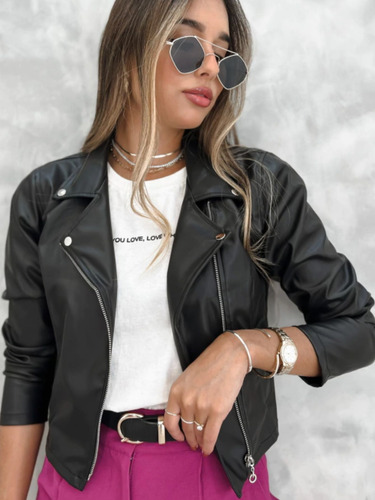 Jaqueta Feminina Em Courino Moda Inverno Despojada Premium