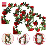 Kit 2 Corrente De Rosas Artificiais 2,25 Metros Decorativas