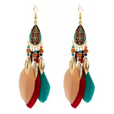  Aretes  Largos De Plumas Con Hojas  Moda  Vintage  Bicolor