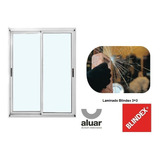 Ventana Aluminio Modena  150x200 Vidrio Blindex Laminado 3+3