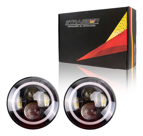 Par Faros Redondos 7  Led Ojo De Ángel Wrangler Jeep Vocho