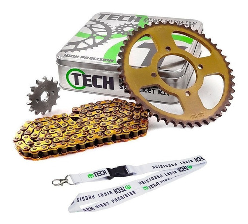 Kit Transmision Tech Yamaha Ybr 125 45-14 C/cadena Ref Oro 