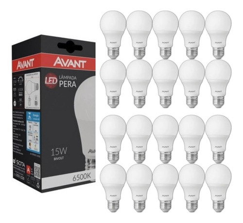 Kit 20 Lâmpada Led 15w Bulbo E27 6500k Branco Frio Cor Da Luz Branco-frio 110v/220v