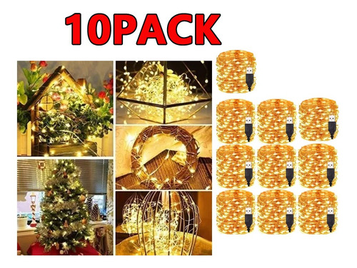 10 Paquetes De Luces Decorativas 20m Navidad Usb Tira Led