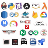 Kit 48 Adesivos Notebook Stickers Devops Cloud Aws Azure Gcp