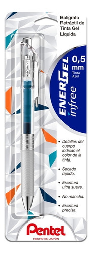 Bolígrafo Pentel Infree Bln75tlbp Tinta Gel Líquida 1 Pieza Color De La Tinta Azul Color Del Exterior Transparente