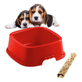 Plato Comedero Mascota Perro Gato Cuadrado Español 1.6l 23cm Color Rojo