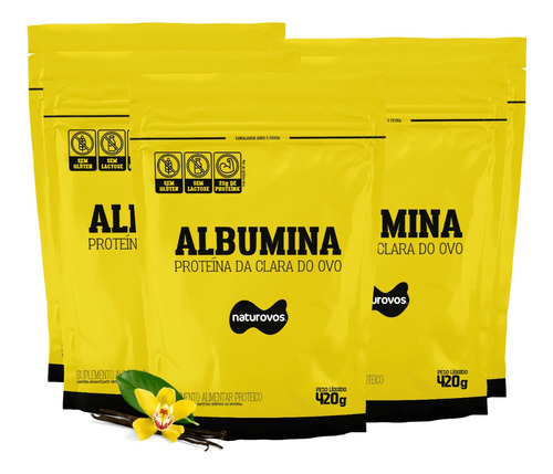 Kit 5 Pacotes Albumina Naturovos 420g - Baunilha