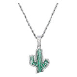 Gucy-collar Y Colgante Con Forma De Cactus, Cadena Plateado