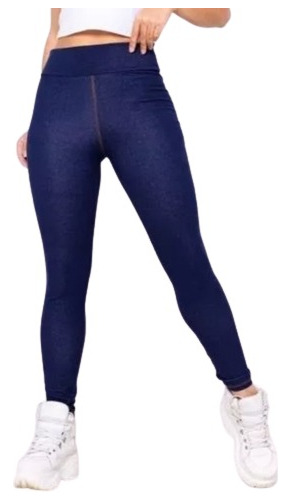 Calça Legging Jeans Fake Com Bolso Confortável