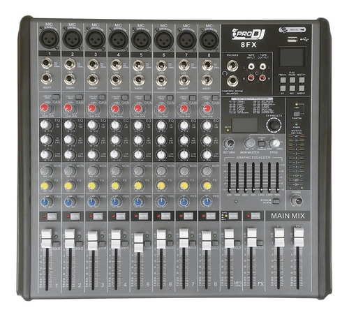 Consola Pro Dj 8 Fx Mixer Pasivo Con Interfaz Usb Pro Dj 8fx