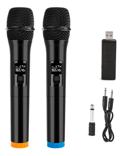 Microfonos Duo Inalambricos Karaoke Receptor Bt Funcion Pila
