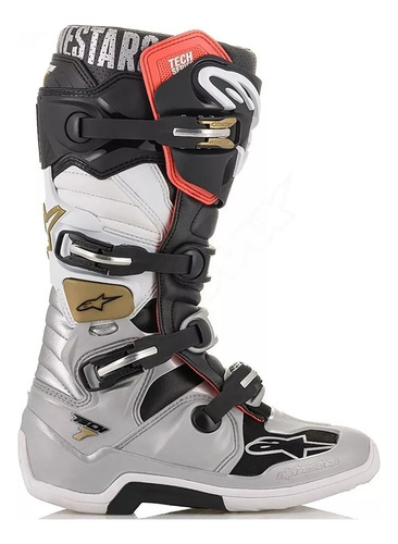 Botas Motocross Alpinestars Tech 7 Black Silver Atv Top Cuo