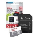 Cartão Micro Sd Sandisk 32gb Ultra +adap Camera Celular Mp3