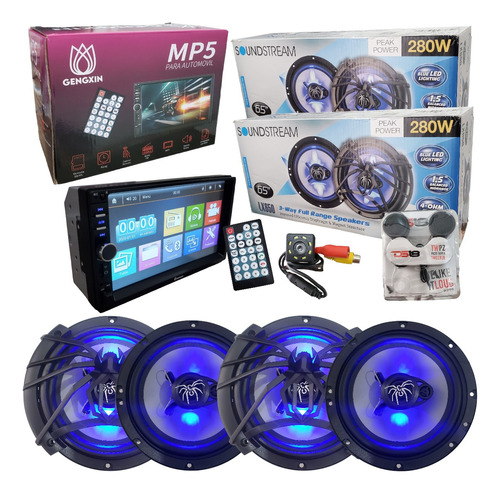 Estéreo Gengxin Con Pantalla + 4 Bocinas 6.5 Soundstream