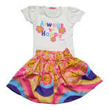 Conjunto Infantil Manga Curta Moda Kids  - Happy